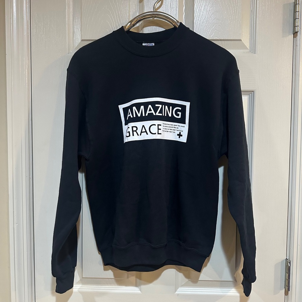 Jerzees Super Sweats Amazing Grace Christian Sweatshirt Black Small Isaiah 2:2-5